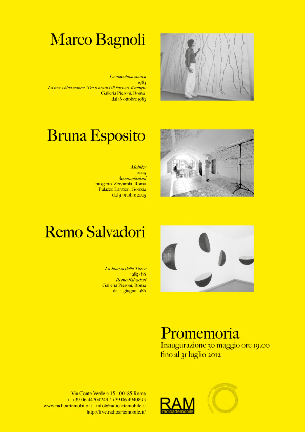 PROMEMORIA, MARCO BAGNOLI – BRUNA ESPOSITO – REMO SALVADORI